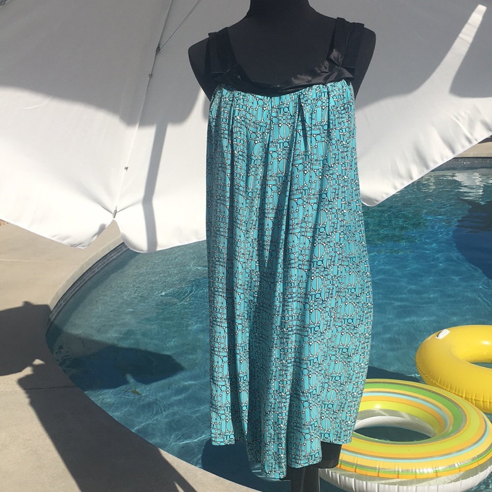 Studio M silk retro pattern shift dress